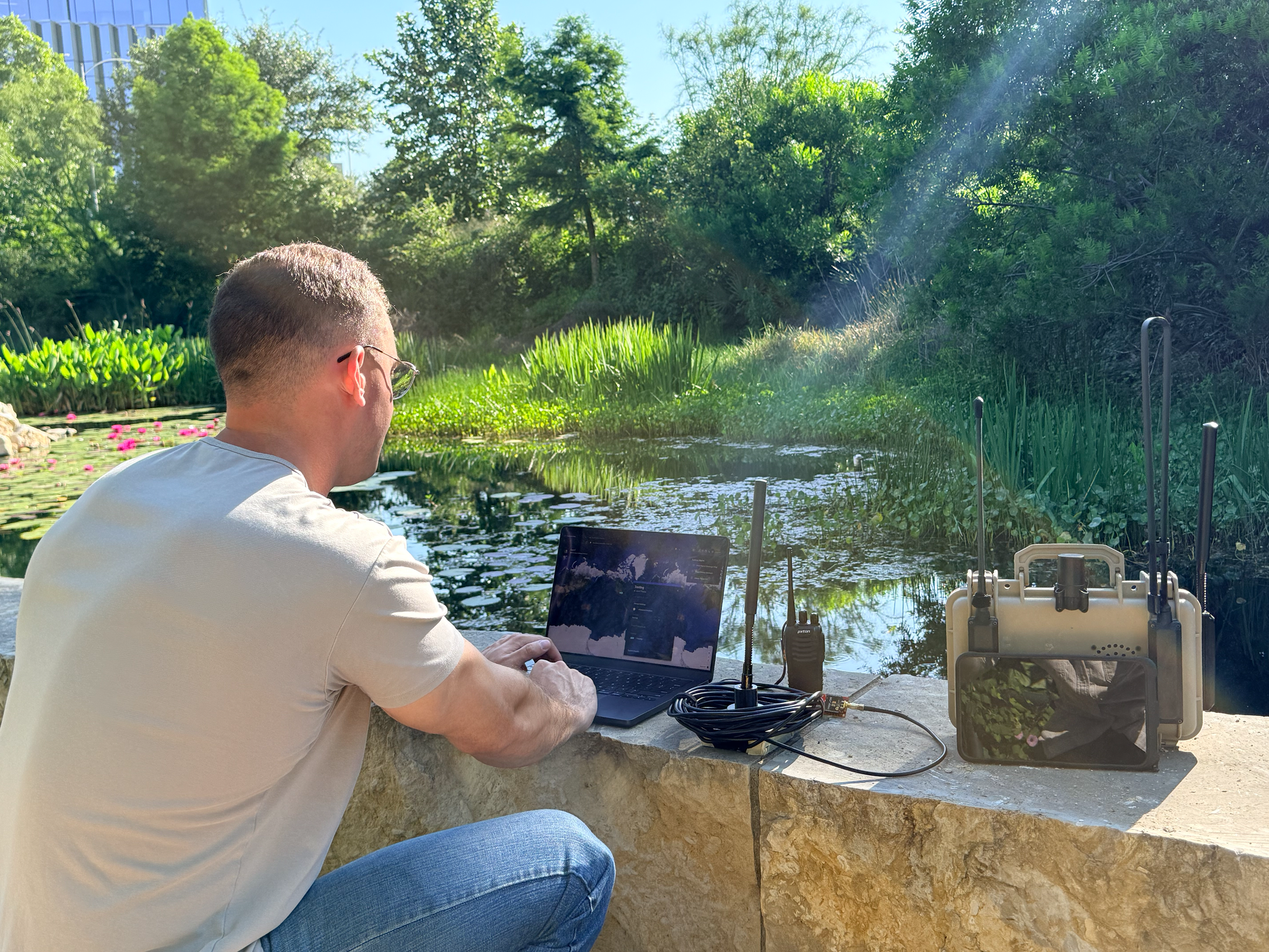 Patrick configuring an AeroT device in the field